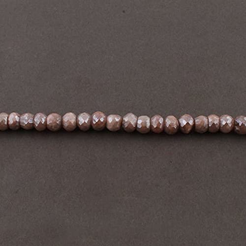 Pierre de lune pêche argentée perles rondelles 8mm d'exception SB4334