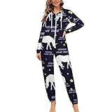 Onesie Pajama for Couples Long Sleeves Horn Horse Fashion One-Piece Cosplay Hooded Zipper Sleepwear S