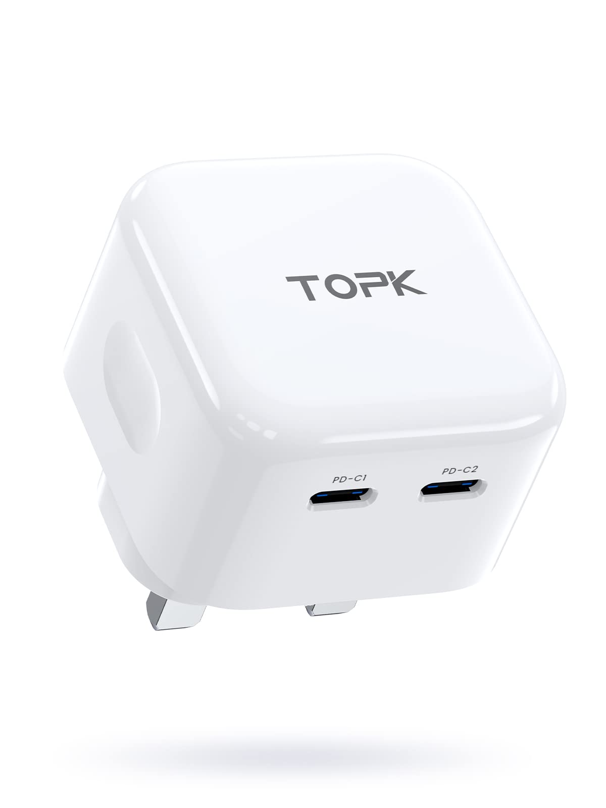 USB C Plug Fast Charge, TOPK 40W[20W+20W] 2-Port USB C Charger Plug, USB-C Power Wall Adapter Plug Compatible with iPhone 13/13 Pro/13 Pro Max/12/12 Pro/12 Pro Max/12 Mini/11 Pro,iPad Pro,Samsung