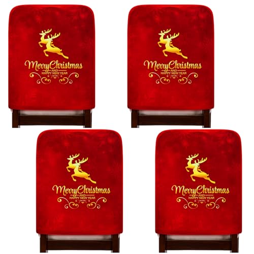 Tatuo 4 Stück Weihnachtsstuhlhussen Stuhlbezug Weihnachtsdeko für...