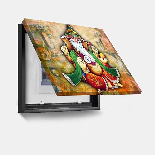Image of PAINTINGMANTRA Electric Meter Box Decorative Painting Electrical Panel Cover With Hydrolicx Decorative Wall Hanging Painting, Electrical Panel Cover Lid Creative Switch Box (Black, Size: 13x17 Inch)