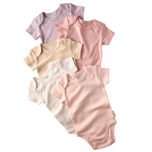 Image of Butterblu Avery 5-Pack Short Sleeve Bodysuits 100% Organic Cotton Baby Clothes for Boys and Girls