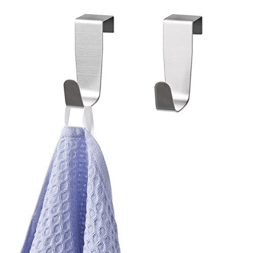 YouCopia Over the Cabinet Door Single Hooks, Set of 2, Stainless Steel