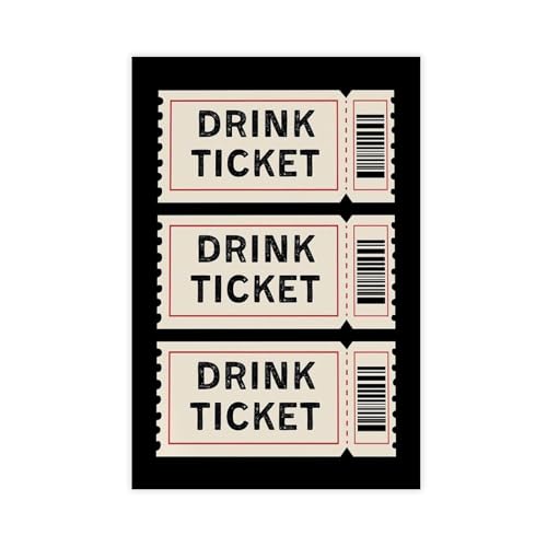 SDKAHKZO Póster de billete de bebida, arte de pared, carrito de bar, póster retro imprimible, lienzo de arte de pared, pósteres e impresiones estéticas para habitación, dormitorio, oficina, decoración