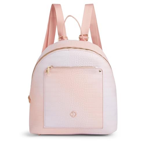Image of Caprese Marilyn Large Fashion Backpack for Women | Croc Pattern Faux Leather Laptop Compatible Backpack with Front Pocket & Zip Closure | Stylish & Spacious Everyday Use Office Bag (Orange)
