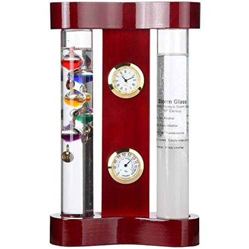 Lily's Home Analog Weather Station with Galileo Thermometer, Precision Quartz Clock & Hygrometer,...