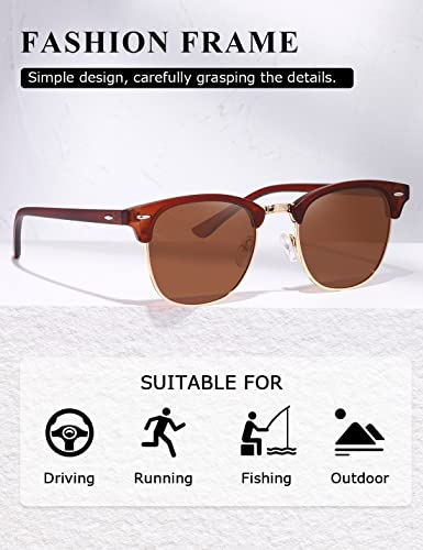 Image of AEVOGUE Polarized Semi Rimless Sunglasses for Men Women, Retro UV400 Sun Glasses for Driving Outdoor