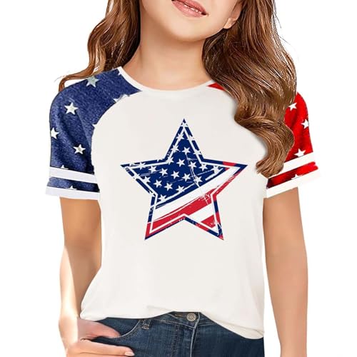 Kids USA Shirts for Girl 4th of July Shirts American Flag Tshirt Patriotic Top Independence Day