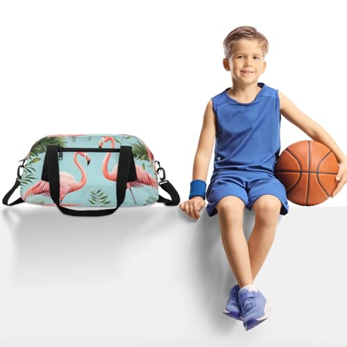 Palm Flamingo Kids Duffle Bag Boys Girls Small Sport Dance Gym Bag for Overnight Travel Weekender Carry On2