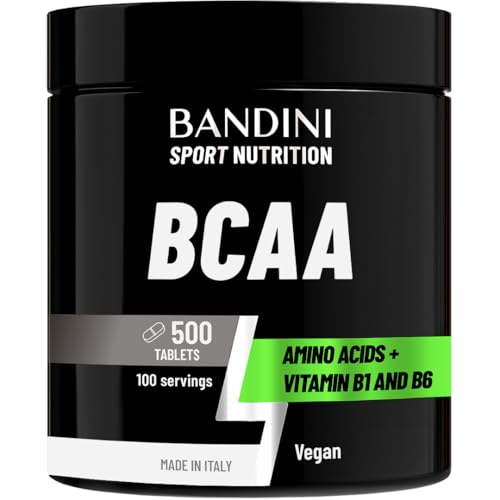 Bandini® BCAA 500 Vegan Tablets | 3000mg per Serving | BCAAs (not Capsules or Powder) Pre Workout Branched Chain Amino Acids + Vitamin B6, B1, L-Leucine, L-Isoleucine, L-Valine | BCAA Energy