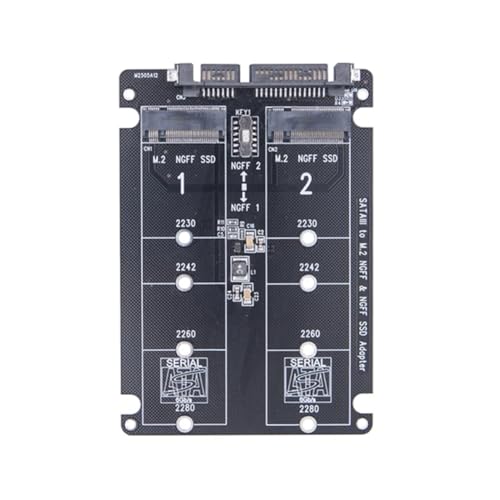 Mcnhbdgg Adaptador Dual NGFF A Convertidor de 2 Puertos M.2 SSD B Key A SATA3.0 6 Gbps para 2230 2242 2260 2280 M2 SSD para PC