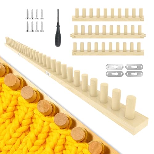 Binxalin 48 Wooden Chunky Blanket Loom Adjustable Knitting Loom Kit for DIY Chunky Knit Throws 48 Inch Size Options for Beginners