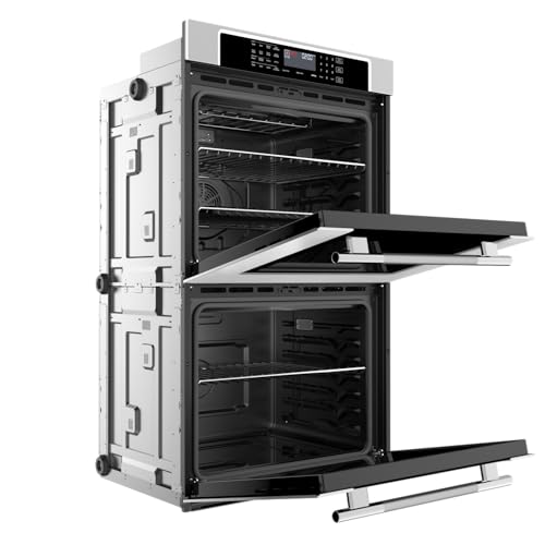 Image of Empava 30 inch 10.0 cu ft Double Electric Wall Oven, Convection & Air Fryer | 10 Cooking Functions, Convection Cooking Upper Oven, 5.0+5.0 cu ft Capacity, Touch Controls, Air Fry Basket Included