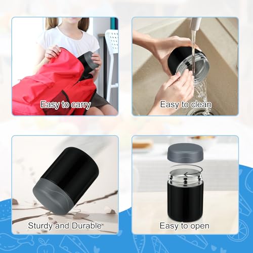 Image of wiwens 12oz 2 Pack Insulated Food Jar Set for Kids Soup Thermo Hot Food Lunch Container Wide Mouth Leak Proof Stainless Steel Vacuum Bento Box for School Office Travel Outdoors