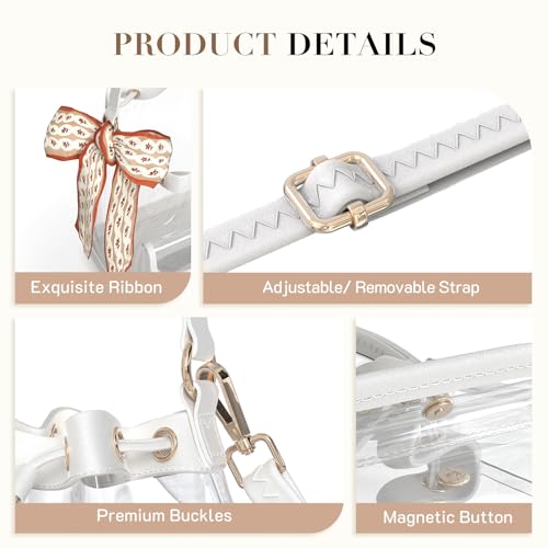 Image of Missnine Clear Bag for Stadium Approved, Clear Crossbody Bucket Bag Transparent PVC Purse for Women, Concert Stadium Events