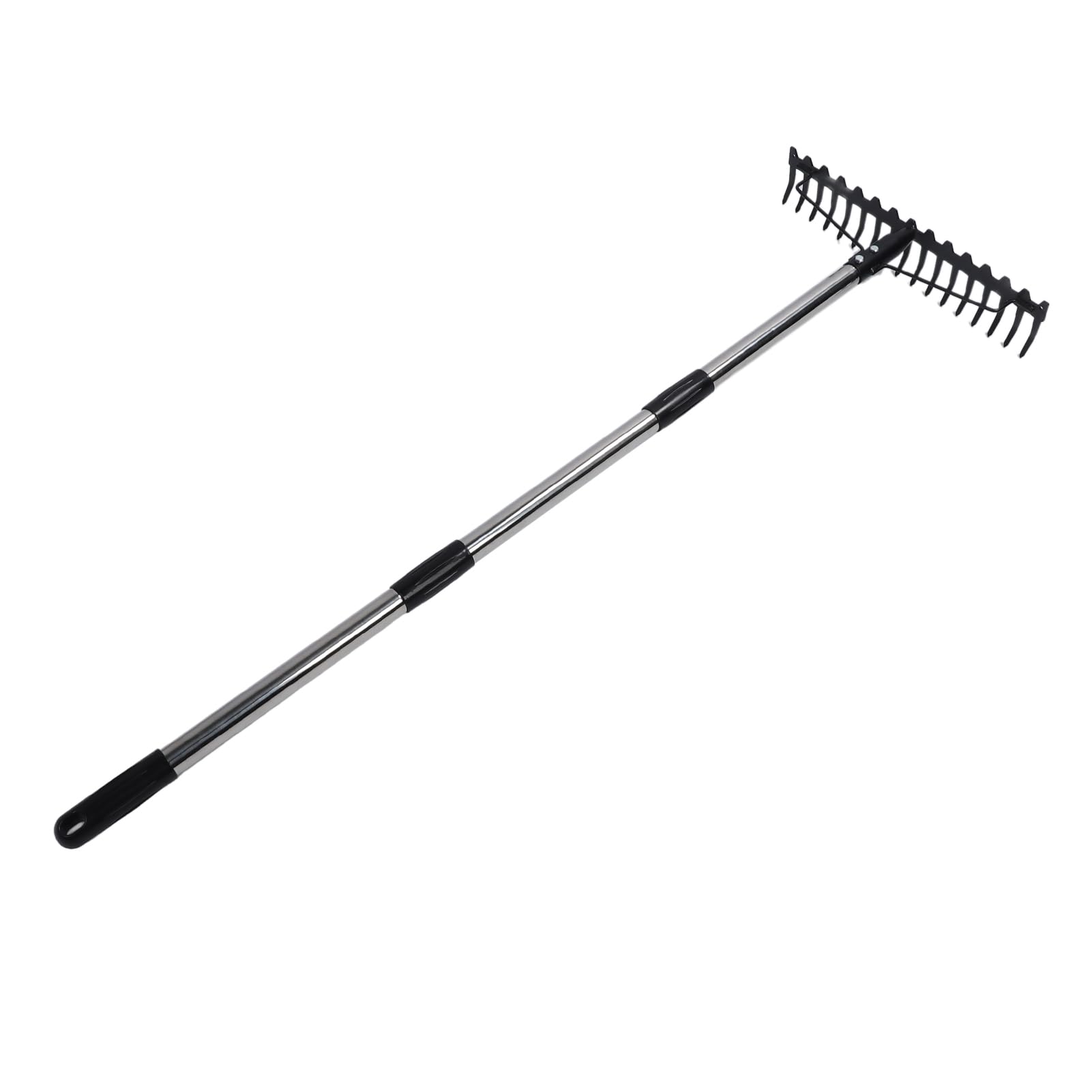 Ejoyous Rastrillo de Jardín, Herramienta de Rastrillo con Cabeza de Metal Ajustable con 17 Púas, Hierro y Acero Inoxidable, Diseño Desmontable para Aflojar el Suelo, Recolección de Hojas, Uso en (3