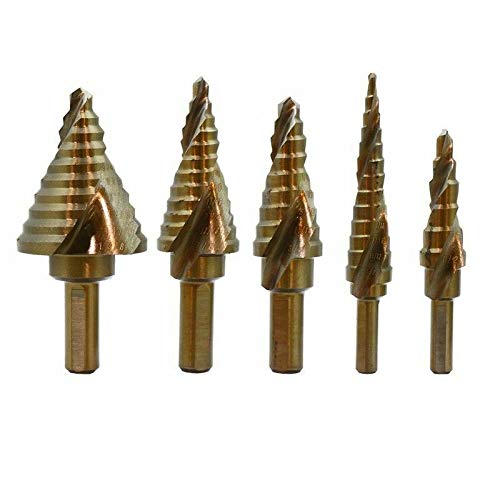 5-Pieces Spiral Flute Step Industrial Drill Bit Industrial Cobalt Set