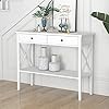 ChooChoo Oxford Console Table with 2 Drawers, Sofa Table Narrow for Entryway, White