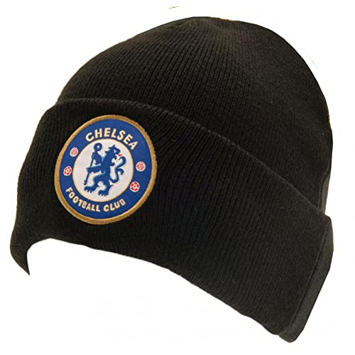 Chelsea FC Authentic EPL Knitted Turn Up Beanie Hat Black One Size