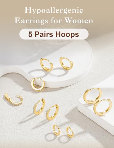 Turandoss Hypoallergenic Small Gold Huggie Hoop Earrings for Women Girls - image 5