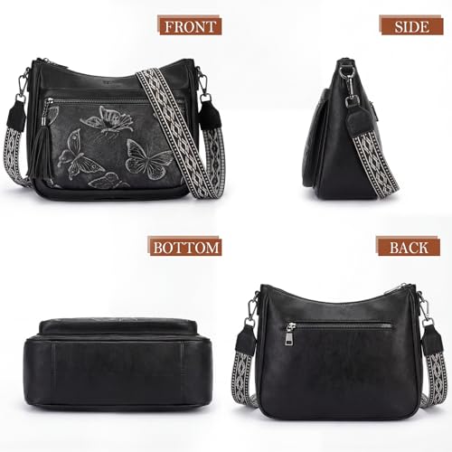 Image of BELTANA Crossbody Bags for Women Trendy Vegan Leather Hobo Purses Medium Butterfly Cross Body Purse with Wide Strap | Adjustable Strap