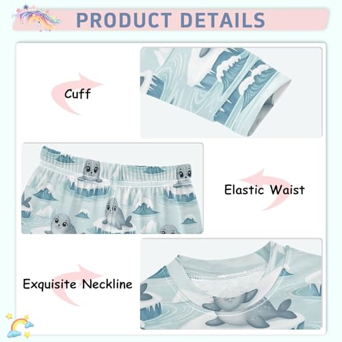 Pajama Sets Long Sleeve Cute Seals Ice Background Soft Comfy Sleepwear 2 Piece PJS 3-8T4