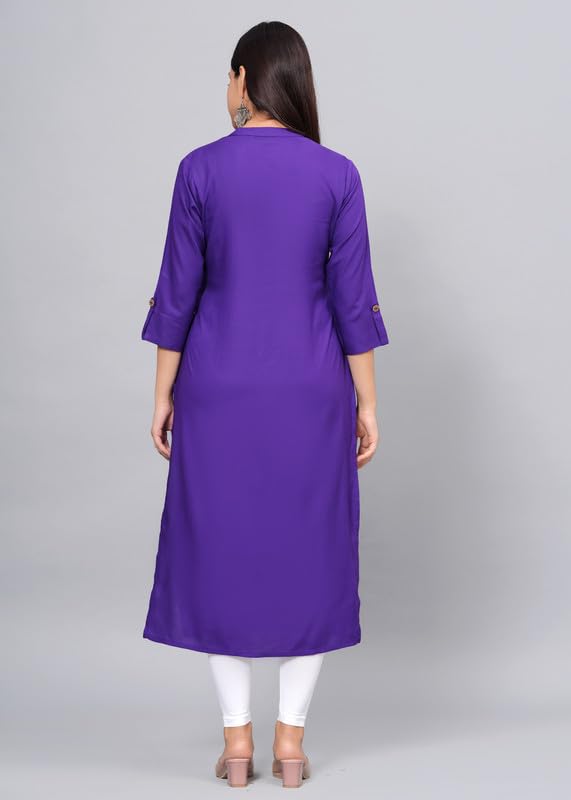 Image of NEW4U Women's Solid Rayon Straight Kurta