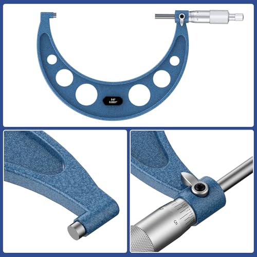 Image of HDLNKAK 0-6 inch Outer Diameter Micrometer Set, 6-Piece high-Precision Micrometer Tool Set, Equipped with 0.0001 inch Scale and Tungsten Carbide tip, Comes with a Sturdy Portable Carrying case.
