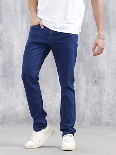 Image of WROGN Men's Cotton Stretch Jeans | Solid | Slim Fit | Mid Rise