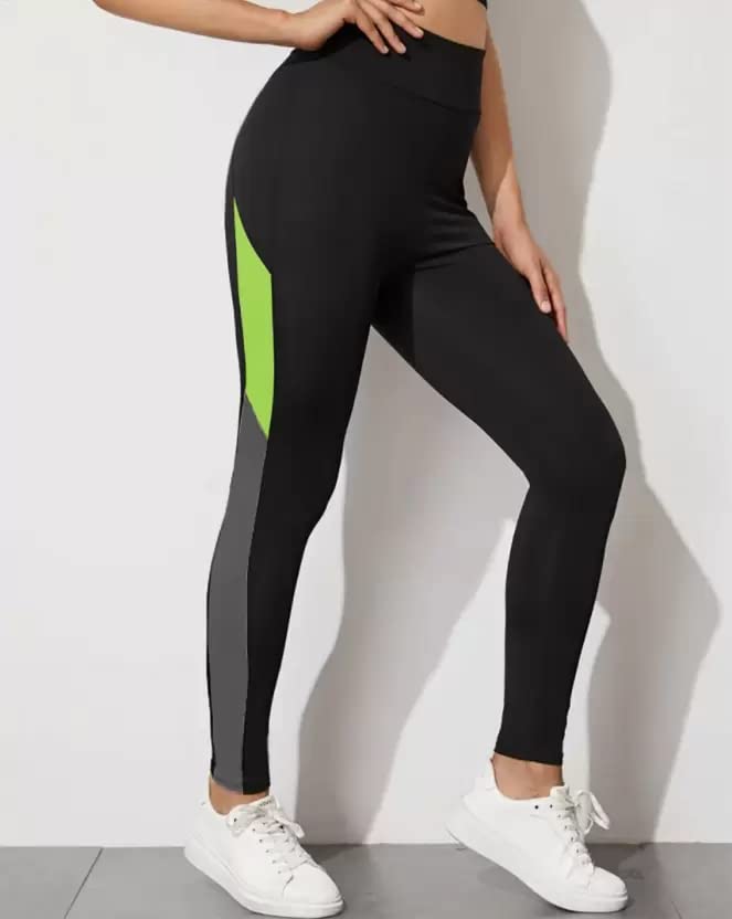 Image of Gym wear Leggings Ankle Length Workout Active wear | Stretchable Striped Jeggings | High Waist Sports Fitness Yoga Track Pants for Girls & Women(28-34)