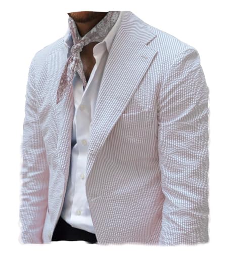 Leisure Men Seersucker Sports Coat Light Summer Jacket Mens Seersucker