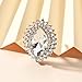 IS4U Shining Rhinestone Ring for Women Vintage Fashion Opening Ring Statement Colourful Crystal Ellipse Rings Minimalist CZ Wedding Party Fashion Jewelry (White)