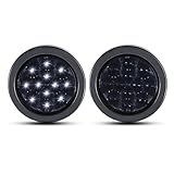 Meerkatt (Pack of 2) 4 Inch Round Smoked Lens White 12 LED Flush Mount Super Flex F3 Reverse Back-up Indicator Clearance Lights Universal SUV Truck Kenworth Trailer Lorry 12v DC w/Plug & Grommet GA12