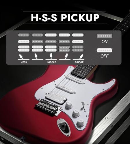 Tostar 39" Solid Body Electric Guitar for Beginner & Intermediate, HSS-CAR — view 2