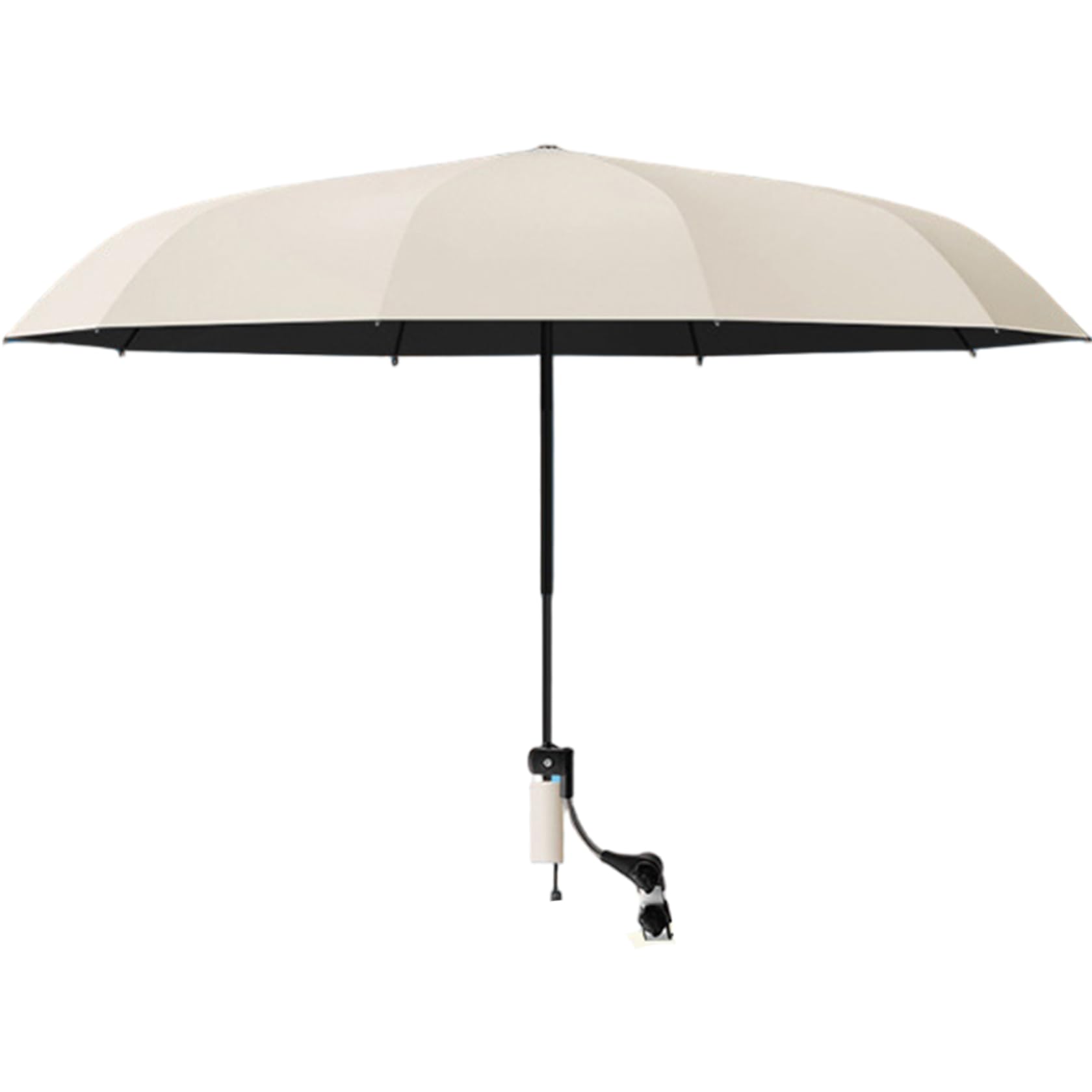Grsrkep Portable Clip on Umbrella for Chair, 360° Adjustable Sun Shade with Clamp for Beach, Camping, and Outdoor Chairs, 45.28 Inch Diameter Beige
