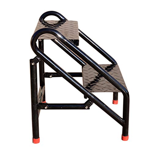 Taburete Escalera de Paso Escaleras de escaleras de Acero Inoxidable 2 Pasos Taburete Escalera, Escaleras Plegables Estantes para el hogar o Edificio, Trabajo Pesado Máx. 200kg Cover