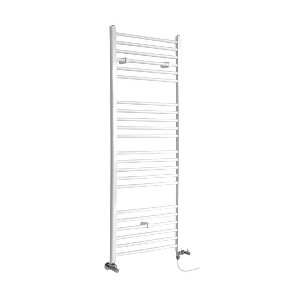 Milano White Ive Dual Fuel Straight Heated Towel Rail - 1600Mm X 600Mm