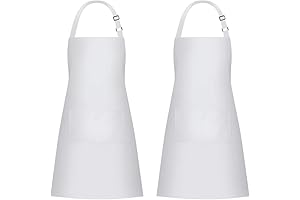 Jubatus 2 Pack Polyester Aprons with Pockets for Women and Men