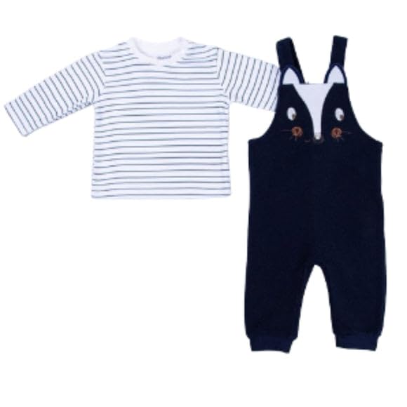 Wear Sierra Newborn Baby & Toddler Overalls - 2 Piece Set with Stripes Long Sleeve Shirt - Both little boys & girls
