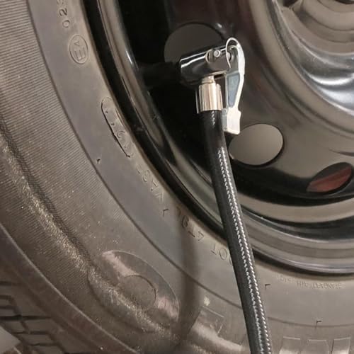 Image of STHIRA 9.8-Inch Flexible Rubber Tire Inflator Extension Hose With Built-In Deflation Valve & Quick-Connect Fitting Universal Hose Adapter for Car, Bike, Motorcycle Durable Tyre Inflator Spare Parts