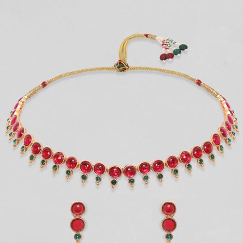 Image of Rubans Necklace Set Gold Plated Traditional Stylish Jewellery Gift for Women & Girls