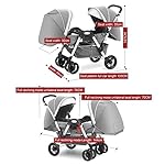 YCKEGEW Kinderwagen Mit Tandem-Sitz Kompakter Zwillingskinderwagen - Face to Face,Faltbarer Kinderwagen Mit Regenschirm Für Mädchen Und Jungen, Überdimensionales Verdeck (Color : Roze)