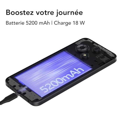 TCL Téléphone Portable 60 SE écran HD+ 6 7 Pouces Smartphone débloqué 8+ Double caméra 50 Mpx Grande Batterie 5200 mAh téléphone Mobile Android 15 Double Haut Parleur Blizzard - vue 10