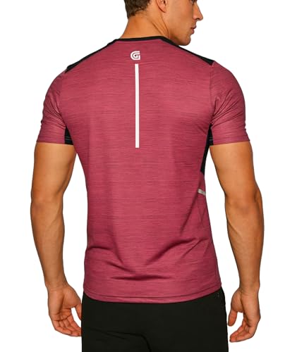 GEEK LIGHTING Men’s Workout Shirts Quick Dry Moisture Wicking Short Sleeve Round Neck Lightweight Reflective T Shirts Red - image 2