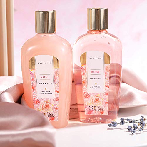 SPA LUXETIQUE Mother's Day Gift, Gifts for Women, 8-Piece Rose Fragrance Bath Gift Set, Women, Birthday Gift, Wellness Set for Women, Beauty Set with Decorative Bathtub, Christmas Gifts