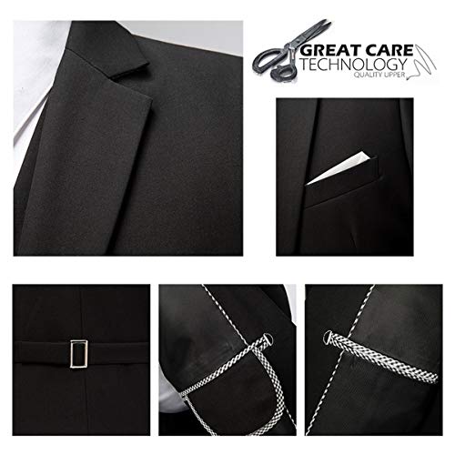 Mens Stylish 3 Piece Dress Suit Classic Fit Wedding Formal Jacket & Vest & Pants Black #TOP5