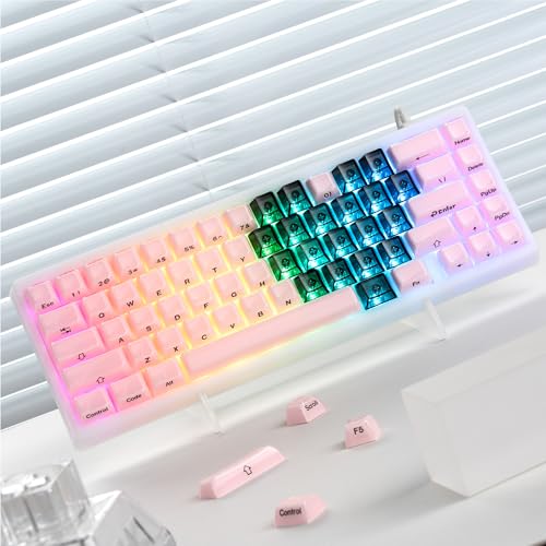 Image of XVX Blank Crystal Transparent Keycaps, PC Material Custom DIY Sweet Heart Keyboard Caps, Backlit Black Candy Keycap Cherry Profile for MX Switches Mechanical Keyboard (21pcs)
