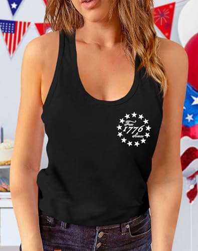 Image of Ithalt Womens American Flag Shirts 4th of July Outfits USA T-Shirt Patriotic Tank Shirt Fourth of July Sleeveless Tops