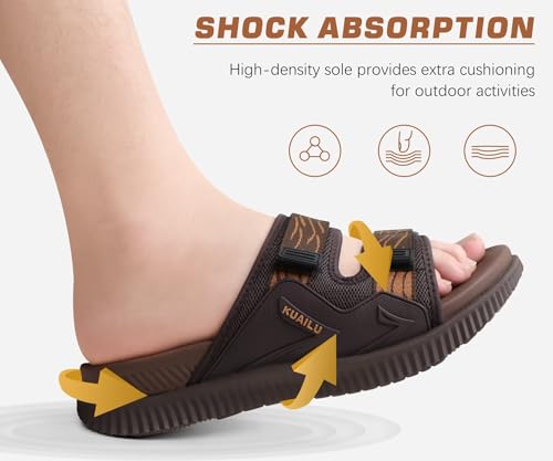 KuaiLu Men's Orthotic Sandals with Arch Support – Cushion Recovery Slides, Brown, Size 10 angle 8