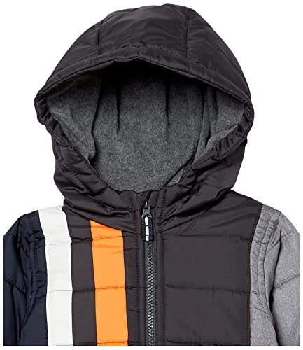 Image of LONDON FOG Boys' Toddler Color Blocked Winter Puffer Jacket with Hat